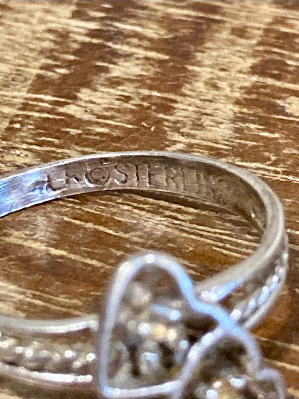Vintage Sterling Silver Hearts Ring Size 7 Missing Stone! Uncas - Picture 3 of 15